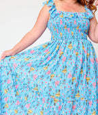Disney Beauty & the Beast x Unique Vintage Plus Size Blue Belle Midi Dress - Unique Vintage - Womens, DRESSES, MIDI