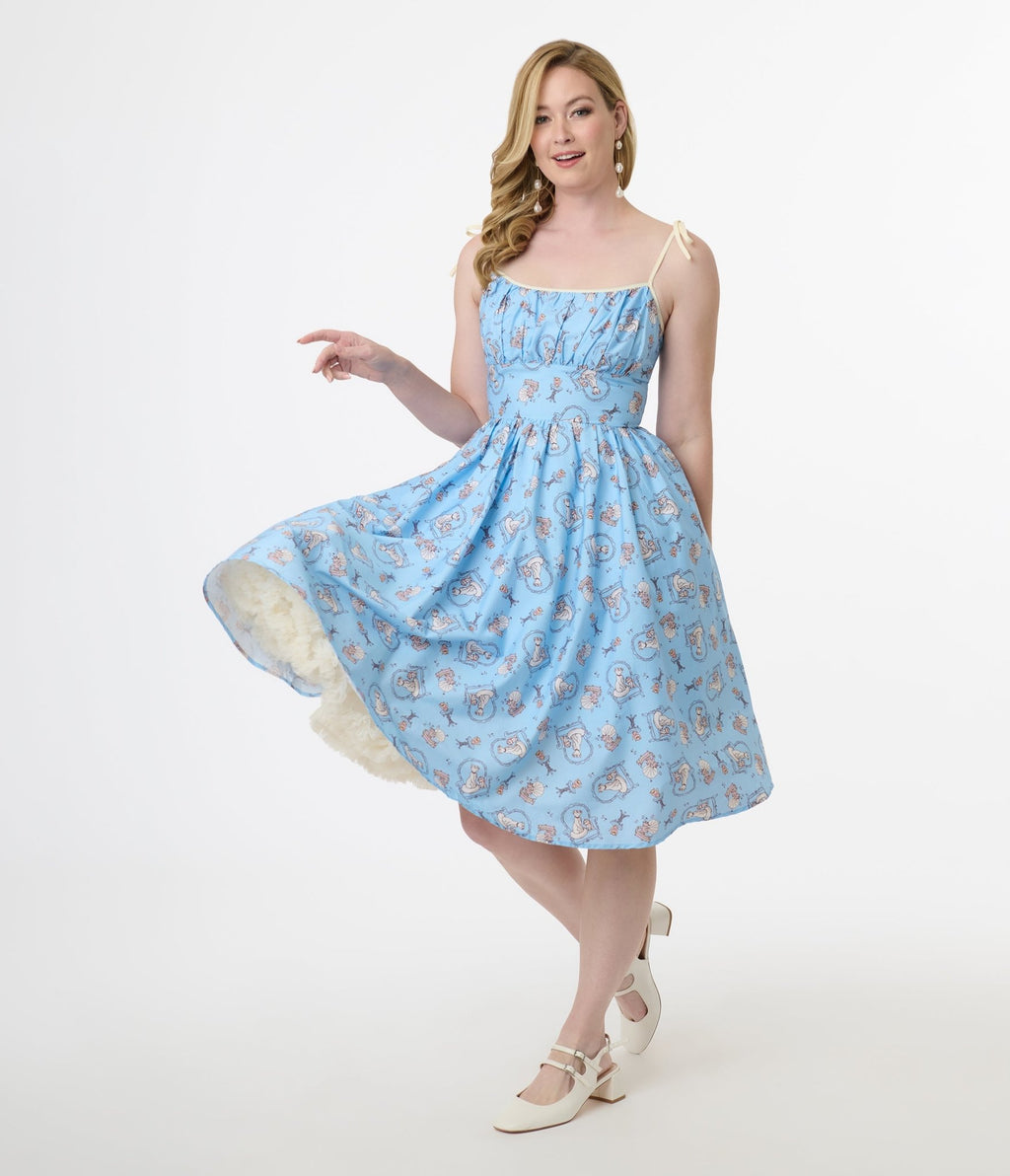 Disney Cats & Dogs Collection by Unique Vintage Blue Aristocats Print Cotton Swing Dress - Unique Vintage - Womens, DRESSES