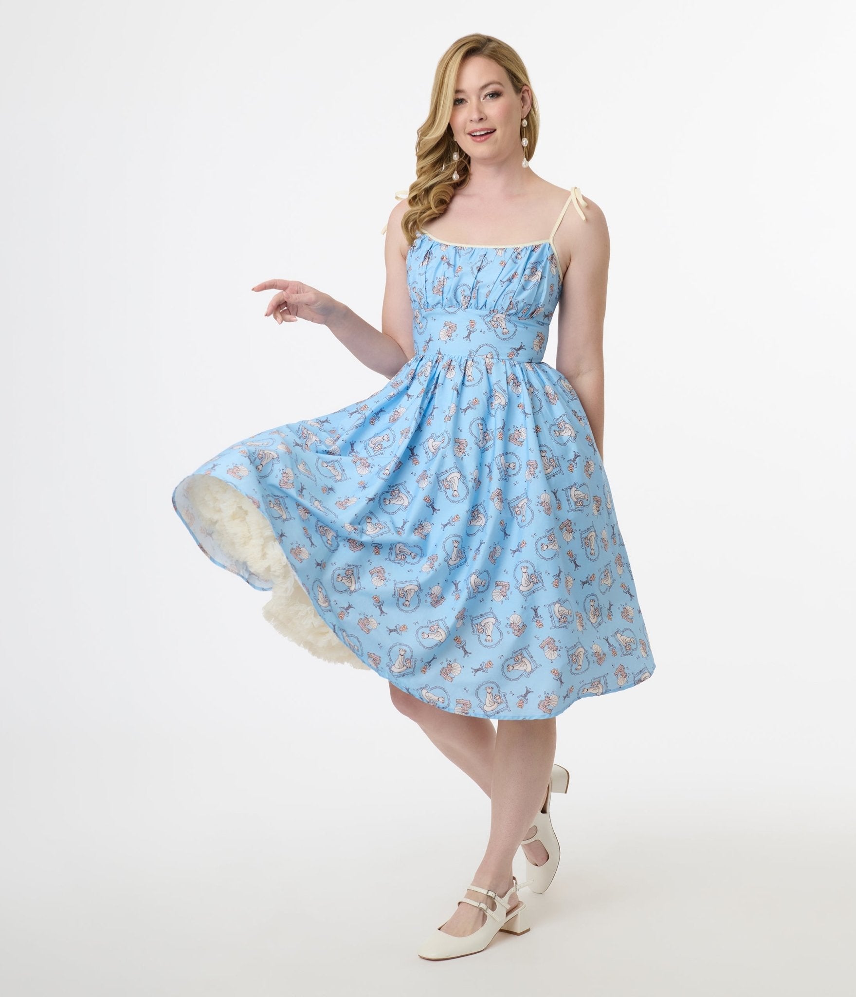 Disney Cats & Dogs Collection by Unique Vintage Blue Aristocats Print Cotton Swing Dress - Unique Vintage - Womens, DRESSES