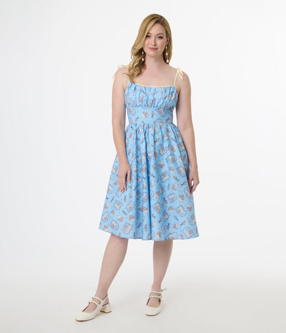 Disney Cats & Dogs Collection by Unique Vintage Blue Aristocats Print Cotton Swing Dress - Unique Vintage - Womens, DRESSES