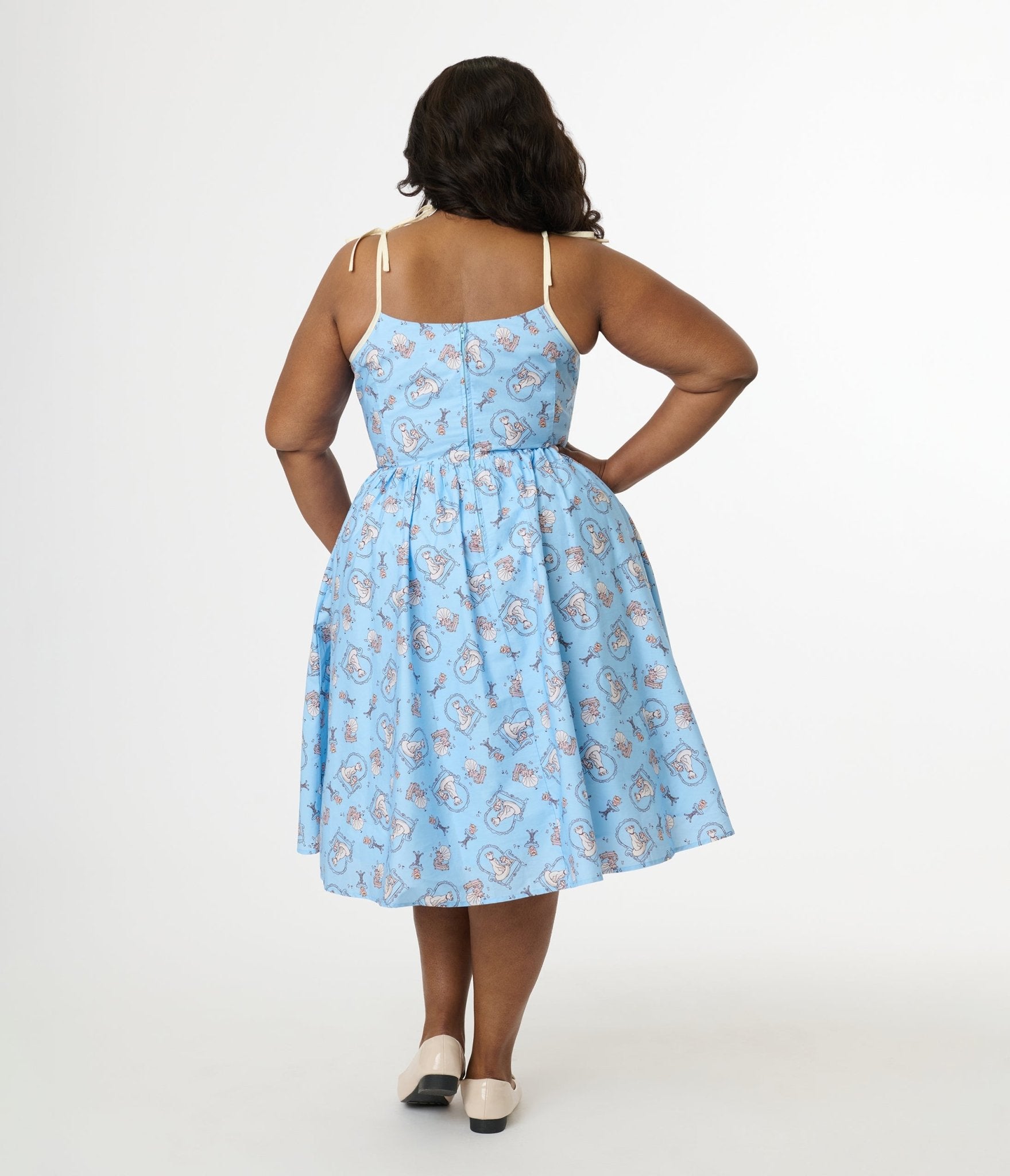 Disney Cats & Dogs Collection by Unique Vintage Plus Blue Aristocats Print Cotton Swing Dress - Unique Vintage -  DRESSES