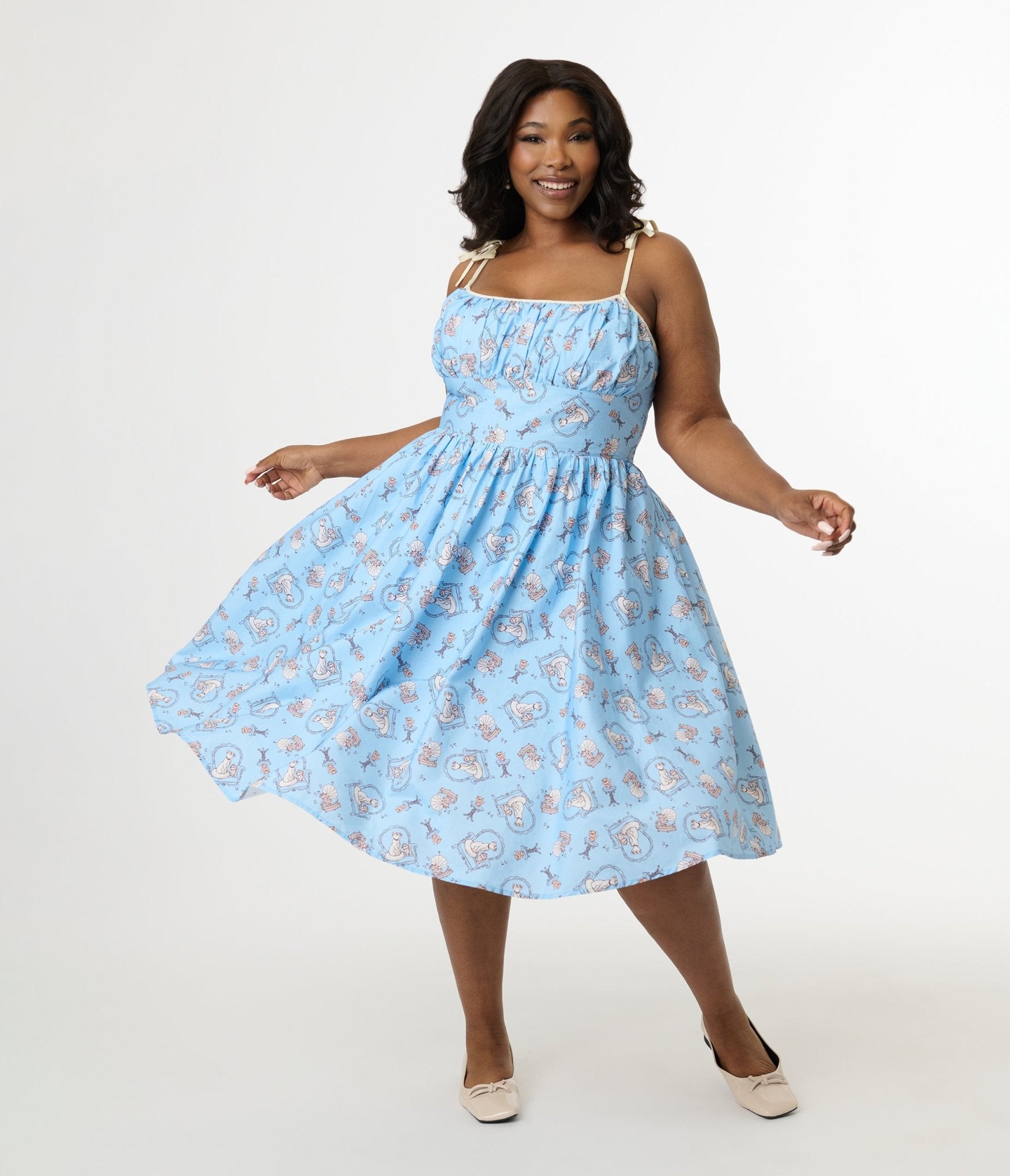 Disney Cats & Dogs Collection by Unique Vintage Plus Blue Aristocats Print Cotton Swing Dress - Unique Vintage -  DRESSES