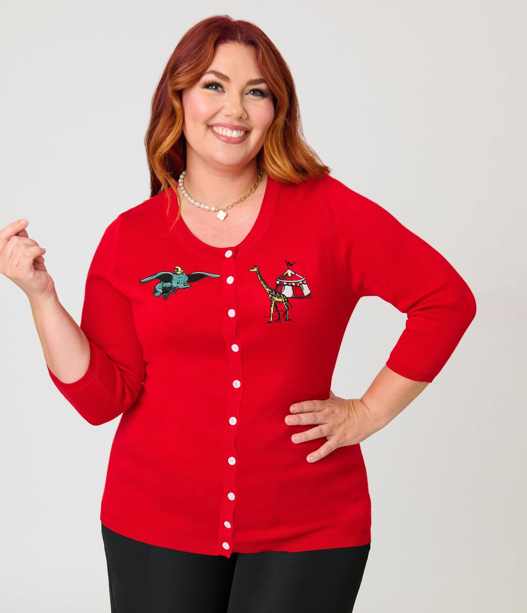 Disney Dumbo Collection by Unique Vintage Plus Size Red Circus Cardigan - Unique Vintage - Womens, TOPS, SWEATERS