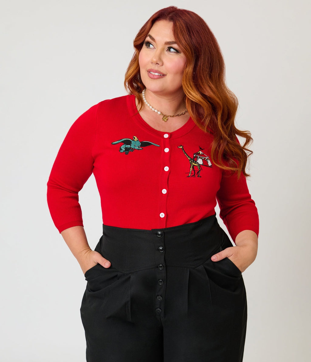 Disney Dumbo Collection by Unique Vintage Plus Size Red Circus Cardigan - Unique Vintage - Womens, TOPS, SWEATERS