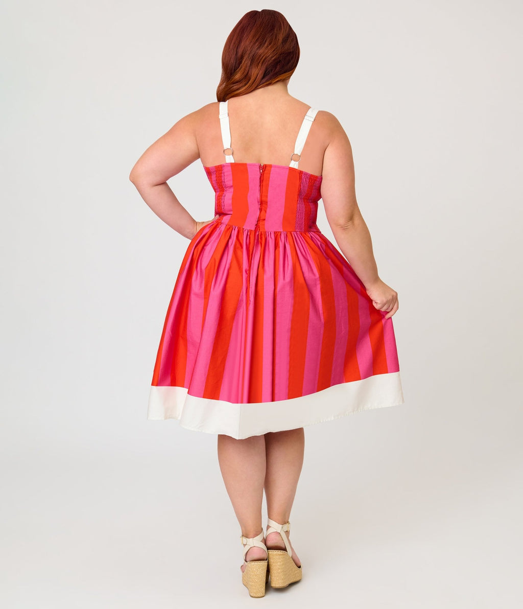 Disney Dumbo Collection by Unique Vintage Plus Size Red & Pink Stripe Dumbo Swing Dress - Unique Vintage - Womens, DRESSES, SWING