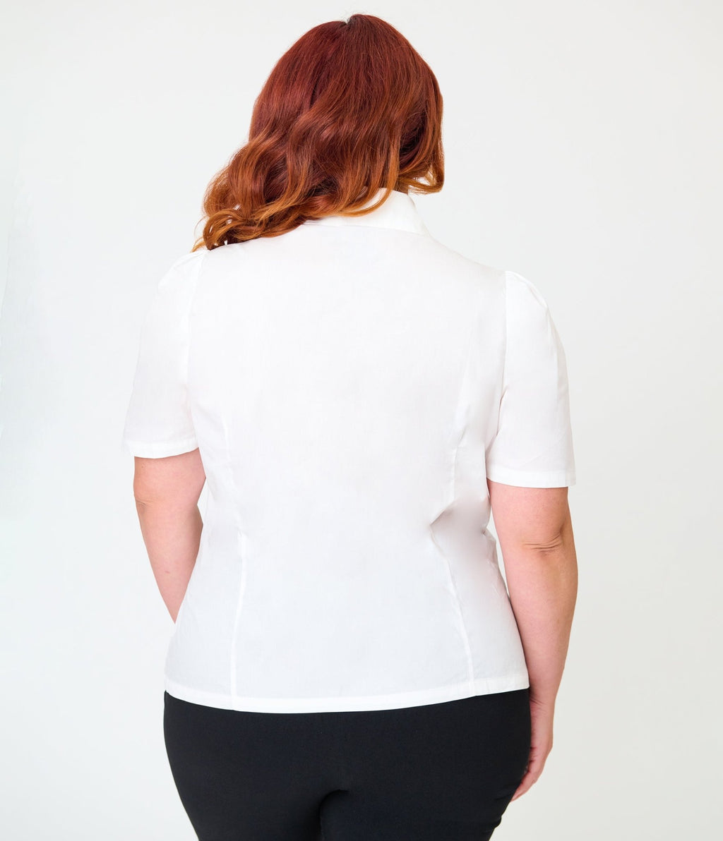 Disney Dumbo Collection by Unique Vintage Plus Size White Timothy Mouse Collar Cotton Blouse - Unique Vintage - Womens, TOPS, WOVEN TOPS