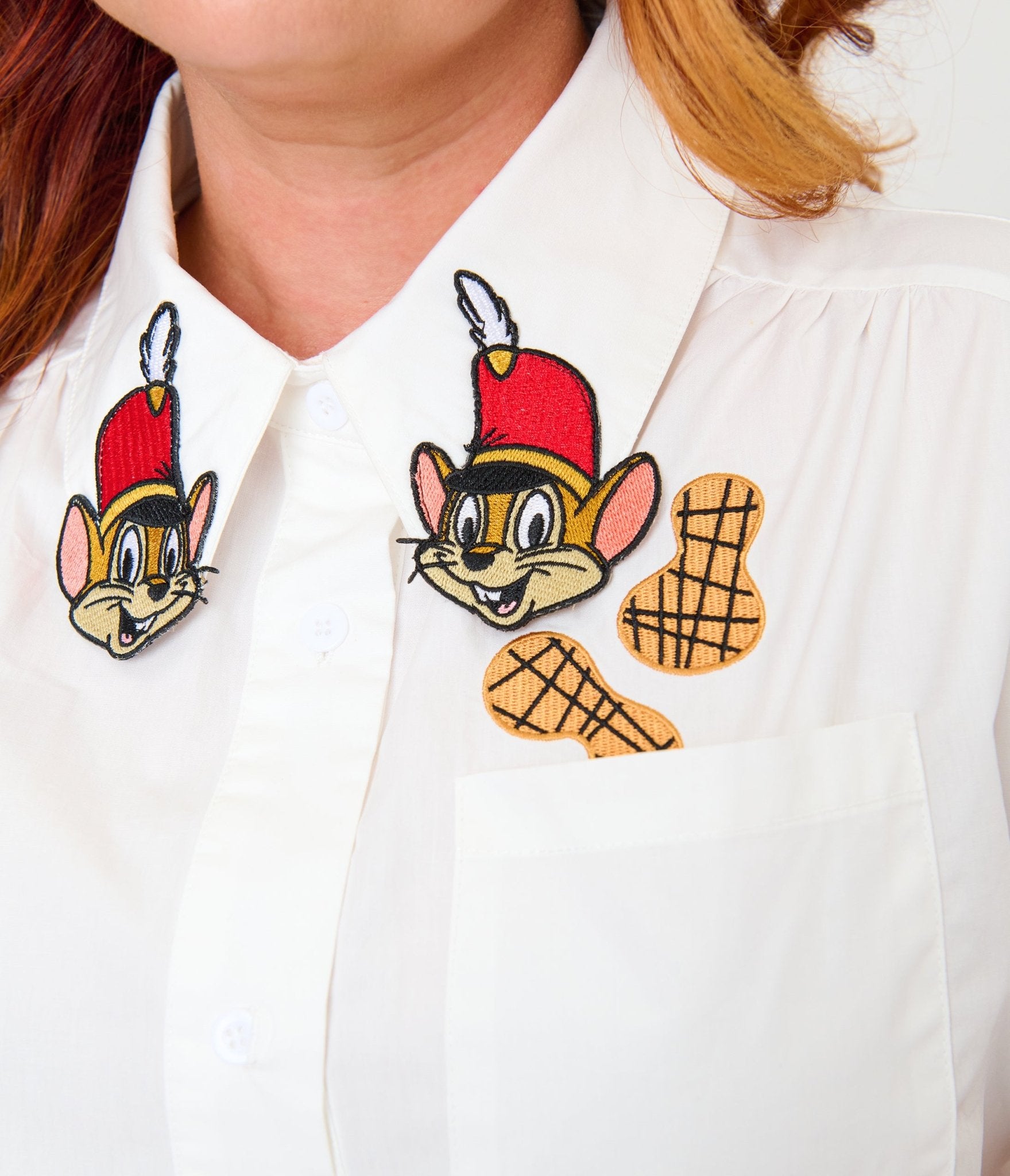 Disney Dumbo Collection by Unique Vintage Plus Size White Timothy Mouse Collar Cotton Blouse - Unique Vintage - Womens, TOPS, WOVEN TOPS