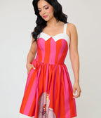 Disney Dumbo Collection by Unique Vintage Red & Pink Stripe Dumbo Swing Dress - Unique Vintage - Womens, DRESSES, SWING