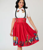 Disney Dumbo Collection by Unique Vintage Red Ringmaster Suspender Swing Skirt - Unique Vintage - Womens, BOTTOMS, SKIRTS