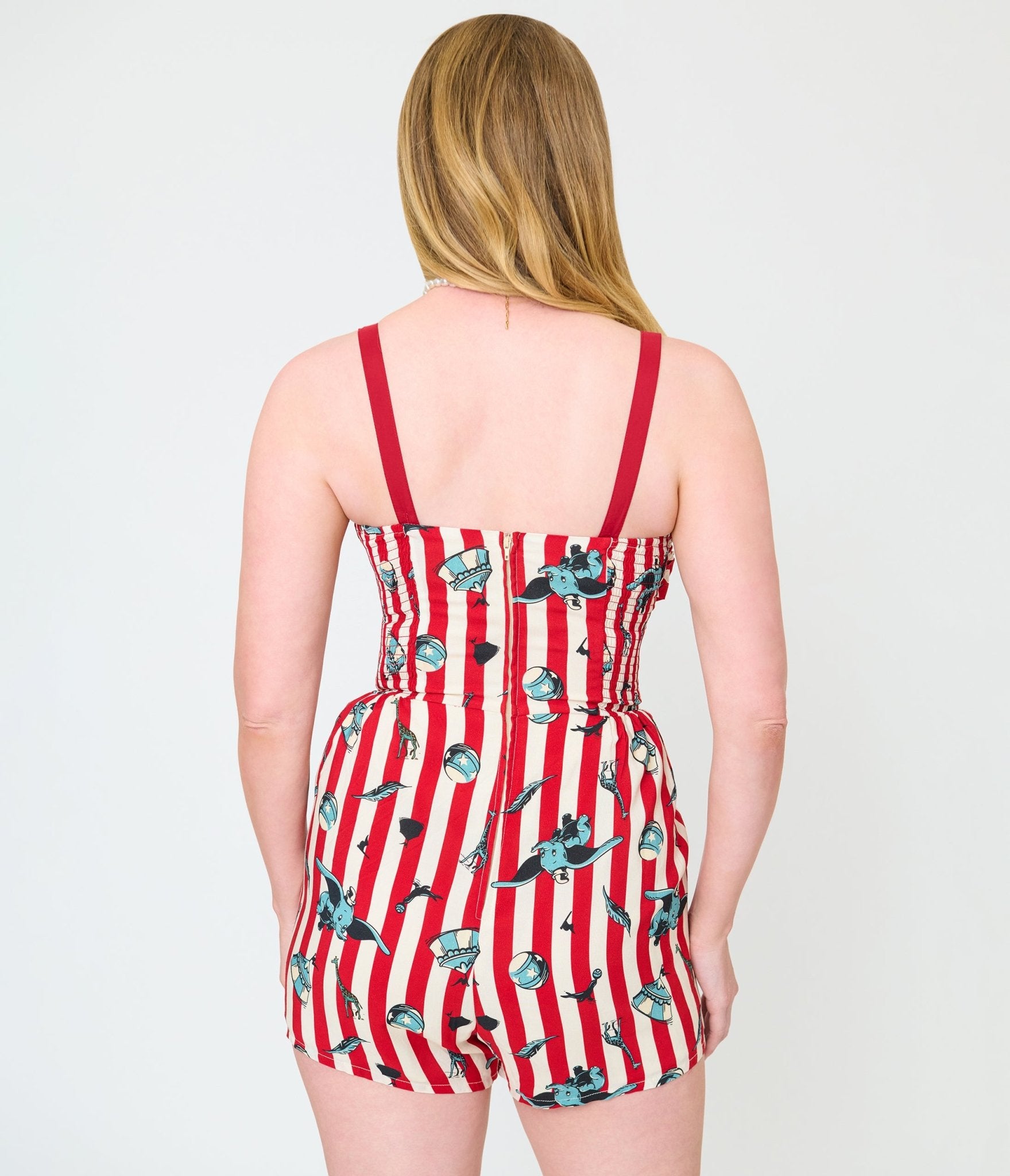 Disney Dumbo Collection by Unique Vintage Red Stripe Romper - Unique Vintage - Womens, BOTTOMS, ROMPERS AND JUMPSUITS