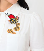Disney Dumbo Collection by Unique Vintage White Timothy Mouse Collar Cotton Blouse - Unique Vintage - Womens, TOPS, WOVEN TOPS