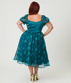 Disney Fantasia Collection by Unique Vintage Plus Size Teal Fairies Light Up Swing Dress - Unique Vintage - Womens, DRESSES, SWING