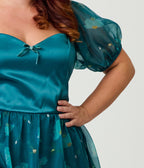 Disney Fantasia Collection by Unique Vintage Plus Size Teal Fairies Light Up Swing Dress - Unique Vintage - Womens, DRESSES, SWING