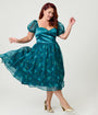 Disney Fantasia Collection by Unique Vintage Plus Size Teal Fairies Light Up Swing Dress