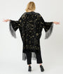 Disney Fantasia Collection by Unique Vintage Sorcerers Apprentice Black Velvet Fringe Kimono
