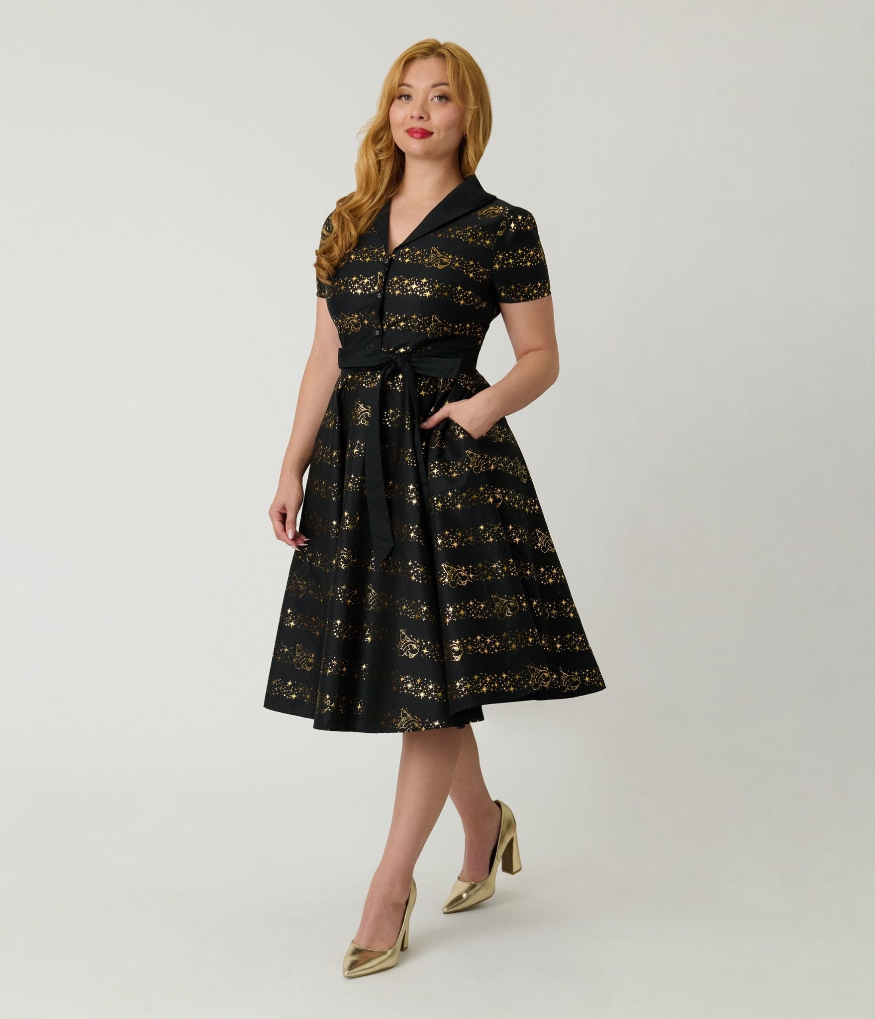 Disney Fantasia Collection by Unique Vintage Sorcerers Apprentice Cotton Swing Dress - Unique Vintage - Womens, DRESSES, SWING