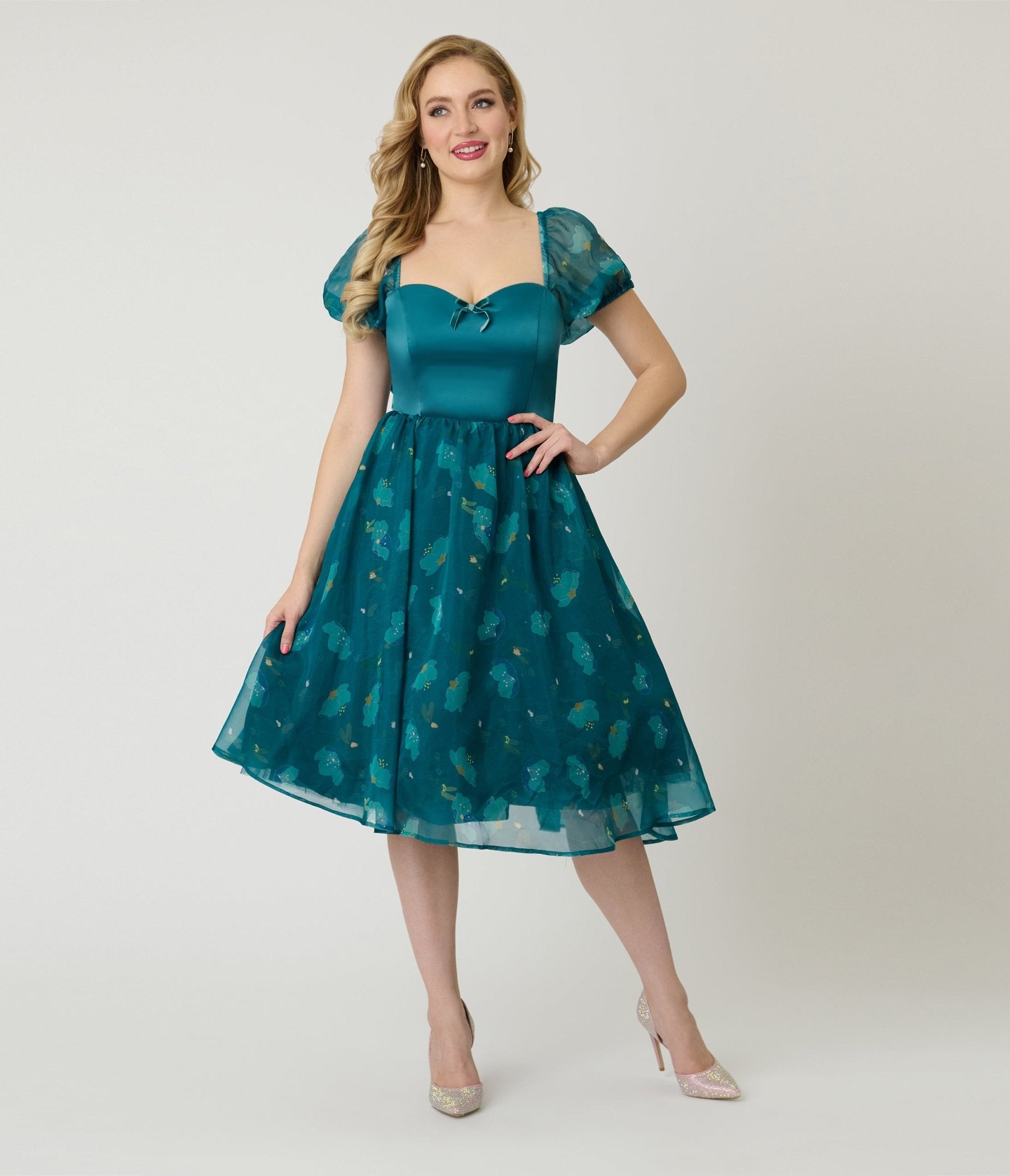 Disney Fantasia Collection by Unique Vintage Teal Fairies Light Up Swing Dress