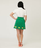 Disney Food Collection by Smak Parlour Green Mickey Citrus Corduroy Mini Skirt - Unique Vintage - Womens, BOTTOMS, SKIRTS