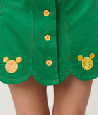 Disney Food Collection by Smak Parlour Green Mickey Citrus Corduroy Mini Skirt - Unique Vintage - Womens, BOTTOMS, SKIRTS