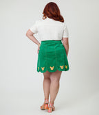 Disney Food Collection by Smak Parlour Plus Size Green Mickey Citrus Corduroy Mini Skirt - Unique Vintage - Womens, BOTTOMS, SKIRTS