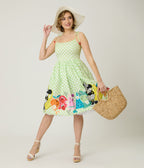 Disney Food Collection by Unique Vintage Green Gingham Mickey Fruit Salad Swing Dress - Unique Vintage - Womens, DRESSES, SWING