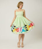 Disney Food Collection by Unique Vintage Green Gingham Mickey Fruit Salad Swing Dress - Unique Vintage - Womens, DRESSES, SWING