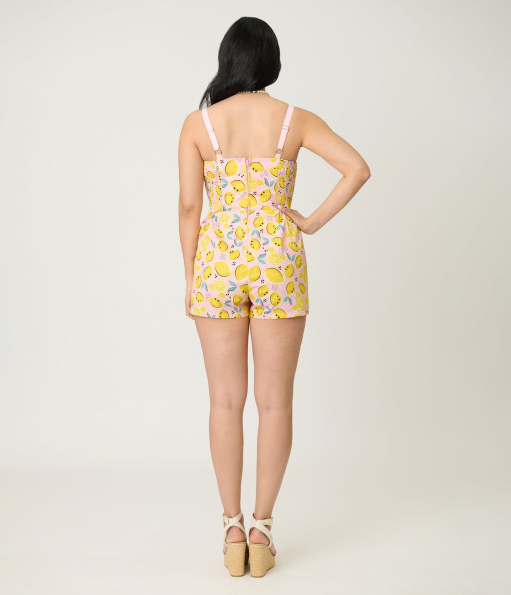 Disney Food Collection by Unique Vintage Pink Lemonade Skirted Dolly Romper - Unique Vintage - Womens, BOTTOMS, ROMPERS AND JUMPSUITS