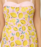 Disney Food Collection by Unique Vintage Pink Lemonade Skirted Dolly Romper - Unique Vintage - Womens, BOTTOMS, ROMPERS AND JUMPSUITS