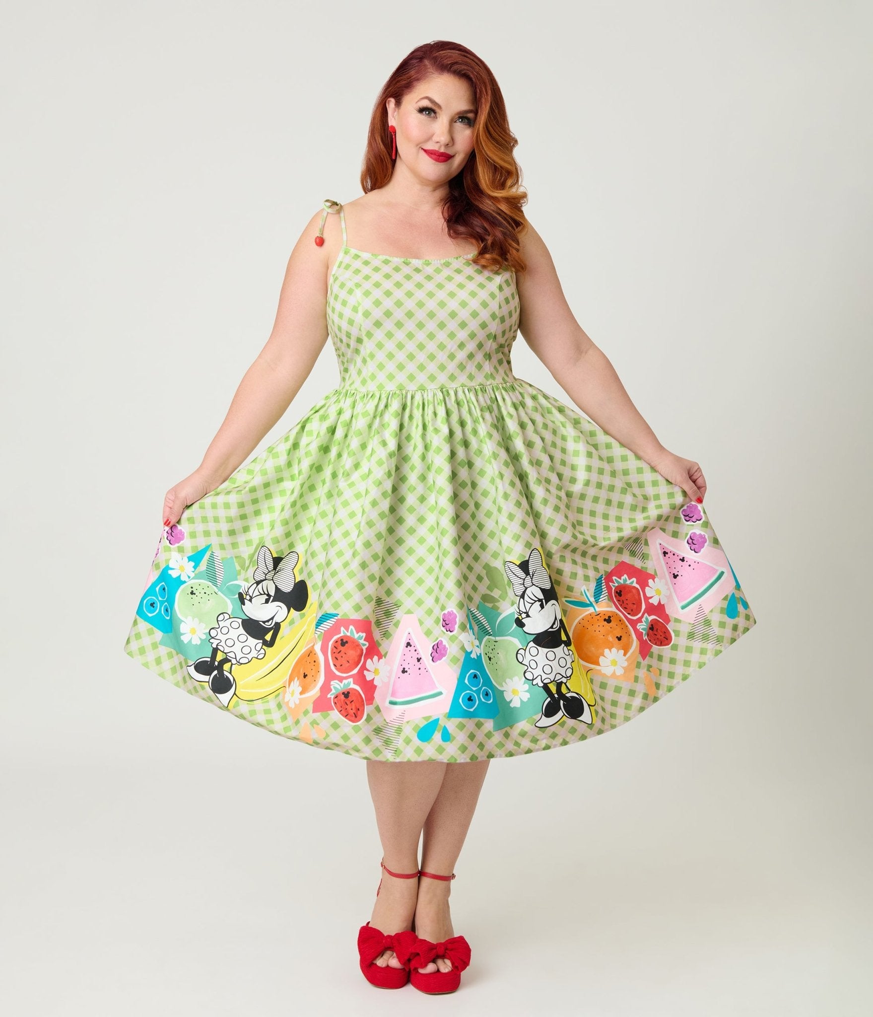 Disney Food Collection by Unique Vintage Plus Size Green Gingham Micke Disney Food Collection by Unique Vintage Plus Size Green Gingham Micke
