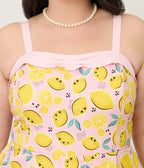 Disney Food Collection by Unique Vintage Plus Size Pink Lemonade Skirted Dolly Romper - Unique Vintage - Womens, BOTTOMS, ROMPERS AND JUMPSUITS