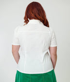 Disney Food Collection by Unique Vintage Plus Size White & Orange Pocket Minnie Embroidered Cotton Blouse - Unique Vintage - Womens, TOPS, WOVEN TOPS