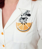 Disney Food Collection by Unique Vintage Plus Size White & Orange Pocket Minnie Embroidered Cotton Blouse - Unique Vintage - Womens, TOPS, WOVEN TOPS