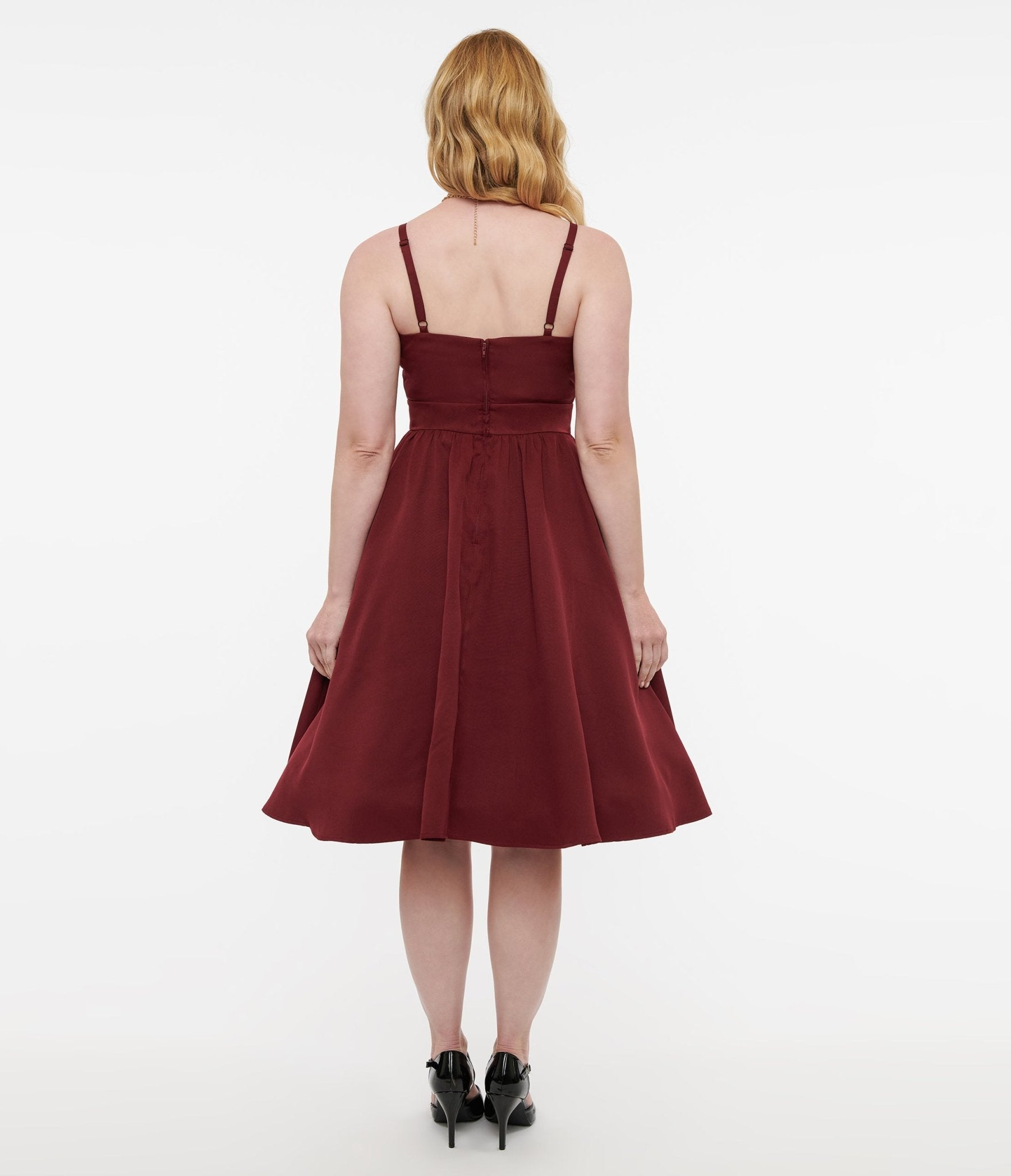 Disney Hocus Pocus Collection by Unique Vintage Burgundy & Grey Plaid Capelet Swing Dress - Unique Vintage - DRESSES, SWING