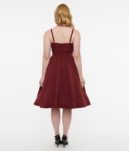 Disney Hocus Pocus Collection by Unique Vintage Burgundy & Grey Plaid Capelet Swing Dress - Unique Vintage - DRESSES, SWING
