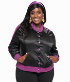 Disney Hocus Pocus Collection by Unique Vintage Plus Size Purple & Black Spell Bomber Jacket - Unique Vintage -  OUTERWEAR