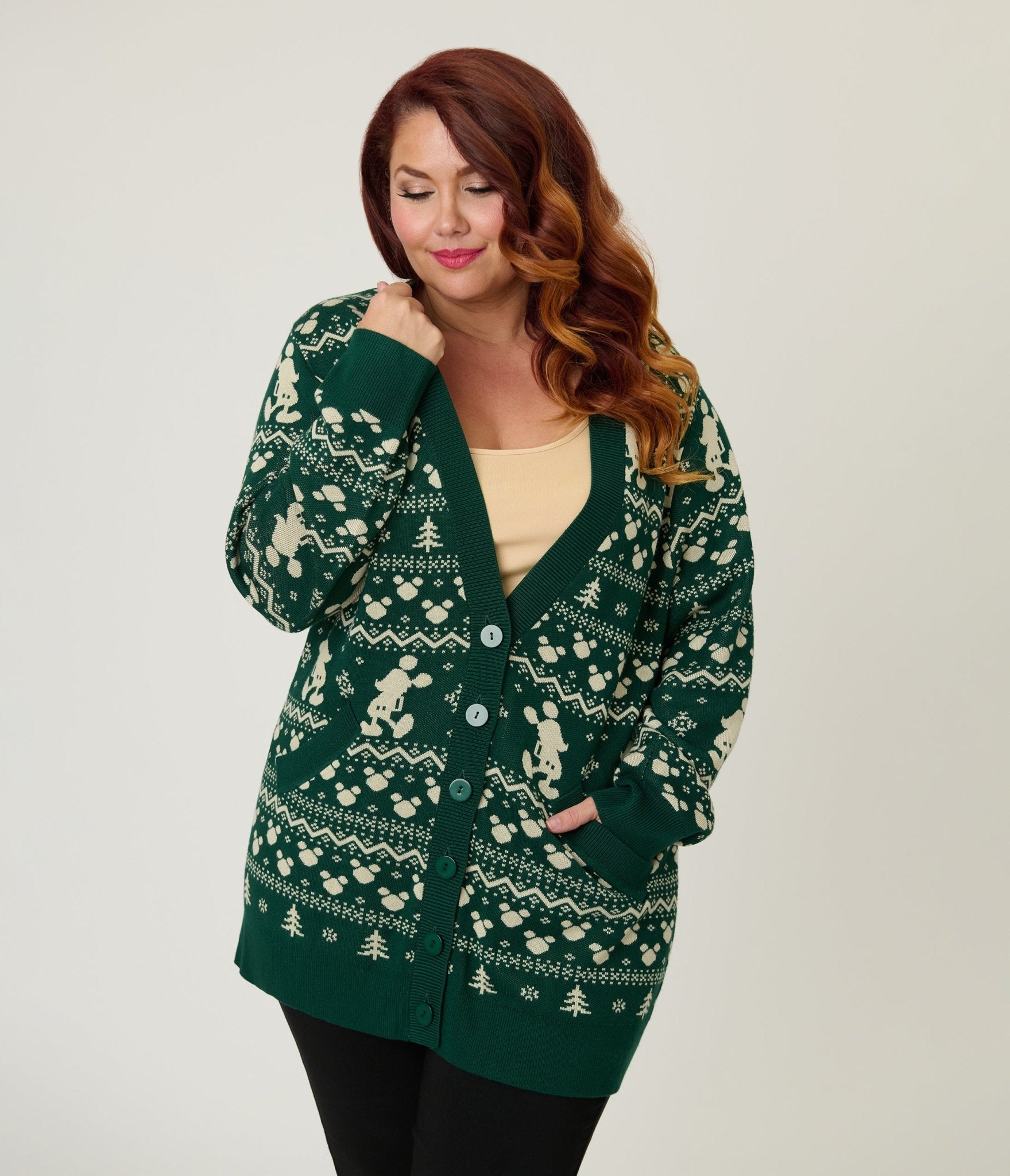 Disney Holiday Collection by Unique Vintage Plus Size Green Winter Mic