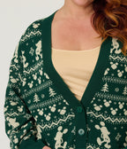 Disney Holiday Collection by Unique Vintage Plus Size Green Winter Mickey Fair Isle Cardigan - Unique Vintage - Womens, TOPS, SWEATERS
