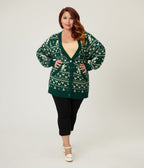 Disney Holiday Collection by Unique Vintage Plus Size Green Winter Mickey Fair Isle Cardigan - Unique Vintage - Womens, TOPS, SWEATERS