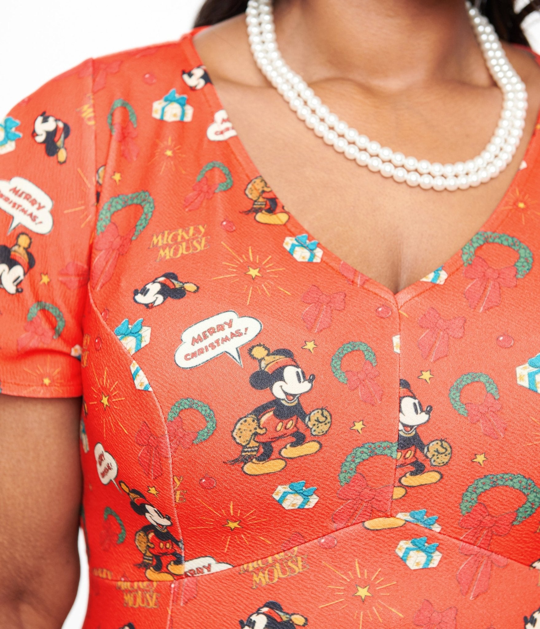 Disney Holiday Collection by Unique Vintage Plus Size Mickey Christmas Flare Dress - Unique Vintage - Womens, DRESSES, FLARE