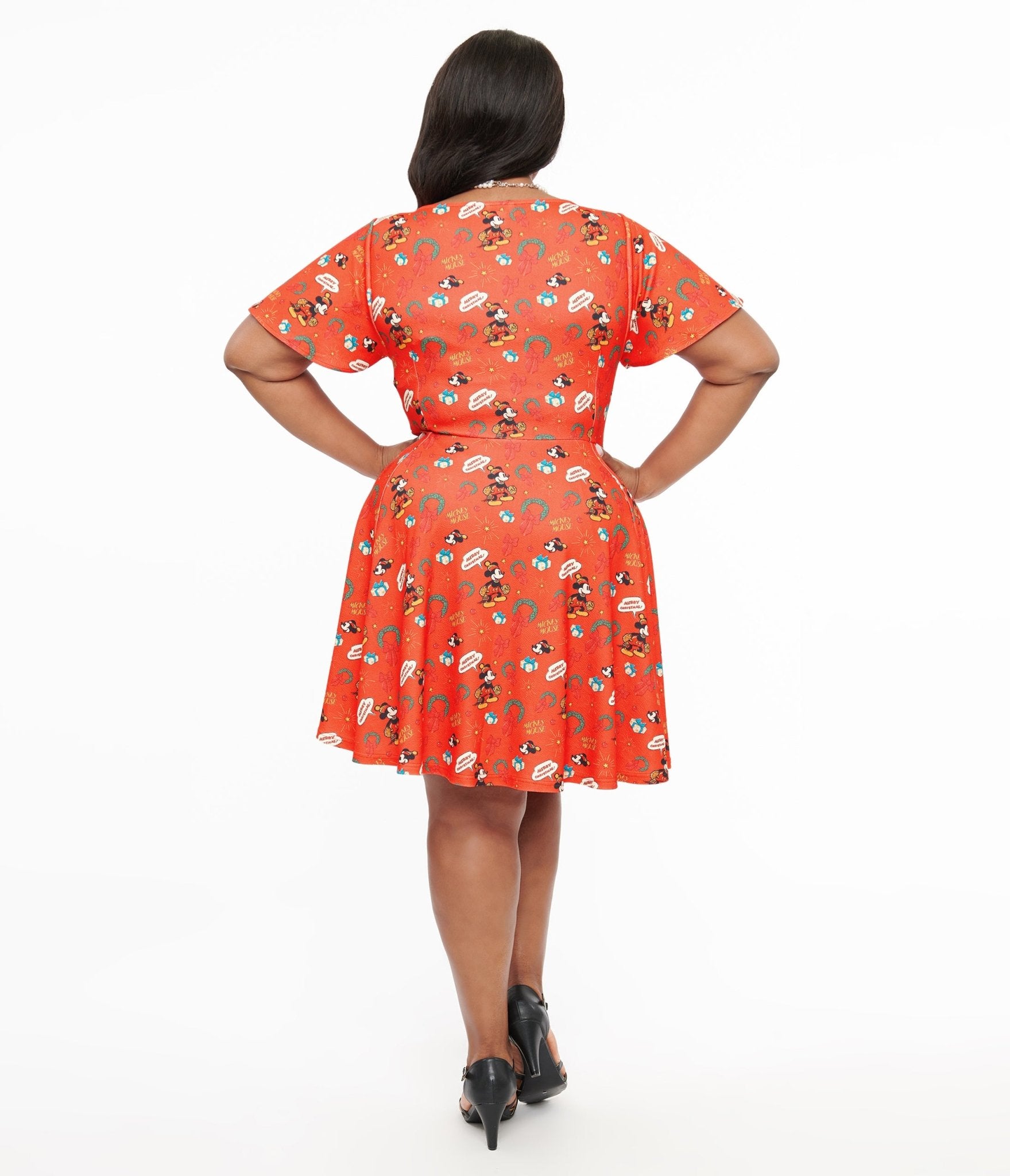 Disney Holiday Collection by Unique Vintage Plus Size Mickey Christmas Flare Dress - Unique Vintage - Womens, DRESSES, FLARE