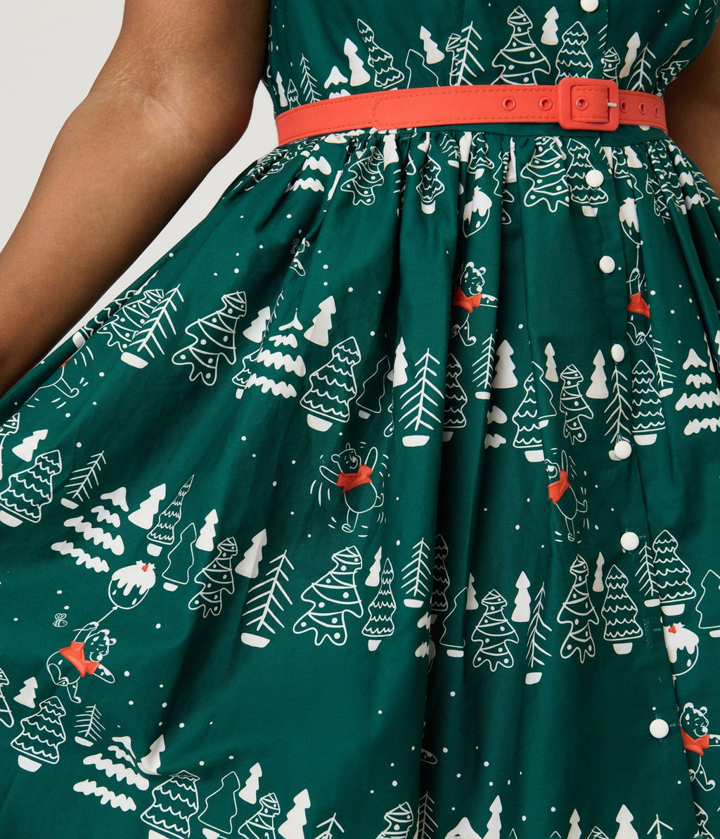 Disney Holiday Collection by Unique Vintage Plus Size Winnie The Pooh Belted Alexis Swing Dress - Unique Vintage - Womens, DRESSES, SWING