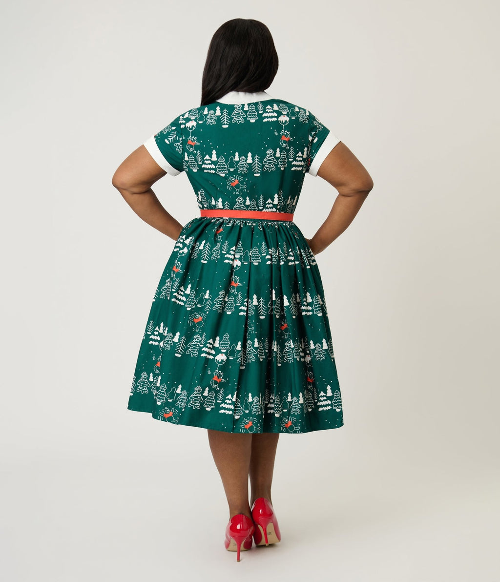 Disney Holiday Collection by Unique Vintage Plus Size Winnie The Pooh Belted Alexis Swing Dress - Unique Vintage - Womens, DRESSES, SWING
