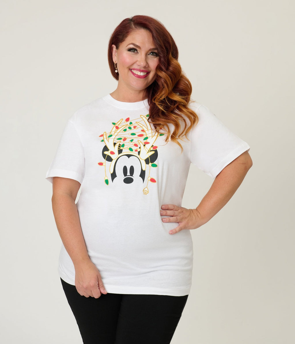 Disney Holiday Collection by Unique Vintage White Mickey Holiday Unisex Graphic Tee - Unique Vintage - Womens, GRAPHIC TEES, TEES