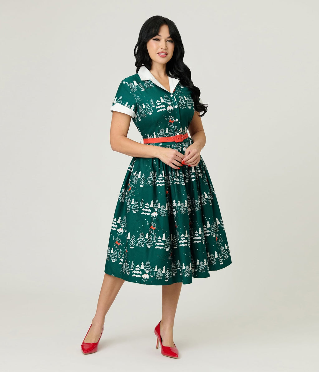 Disney Holiday Collection by Unique Vintage Winnie The Pooh Belted Alexis Swing Dress - Unique Vintage - Womens, DRESSES, SWING