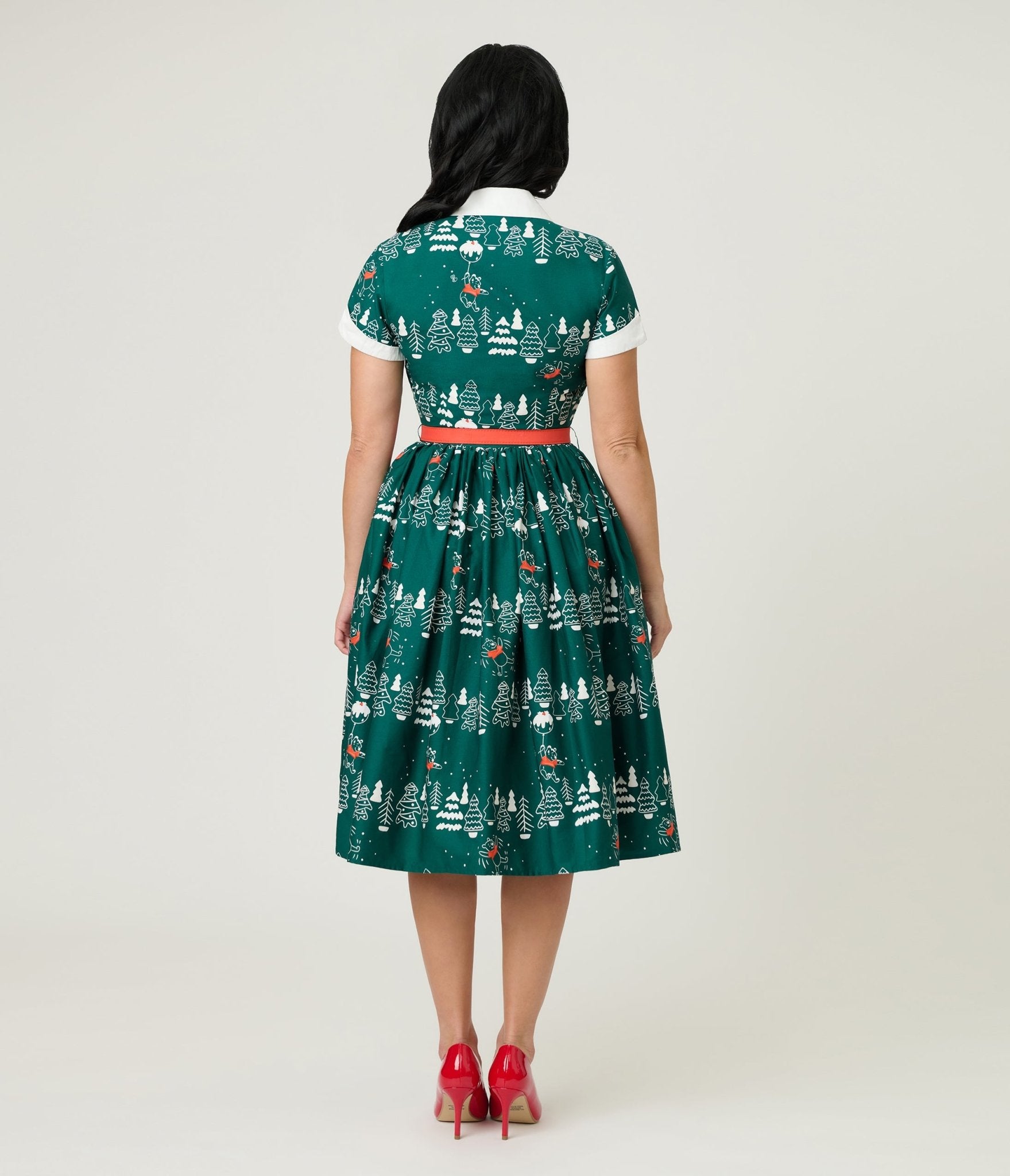 Disney Holiday Collection by Unique Vintage Winnie The Pooh Belted Alexis Swing Dress - Unique Vintage - Womens, DRESSES, SWING