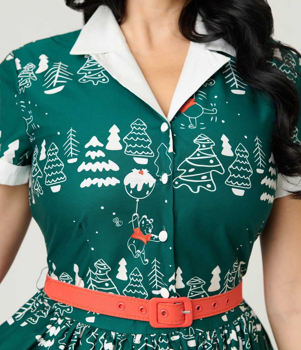 Disney Holiday Collection by Unique Vintage Winnie The Pooh Belted Alexis Swing Dress - Unique Vintage - Womens, DRESSES, SWING