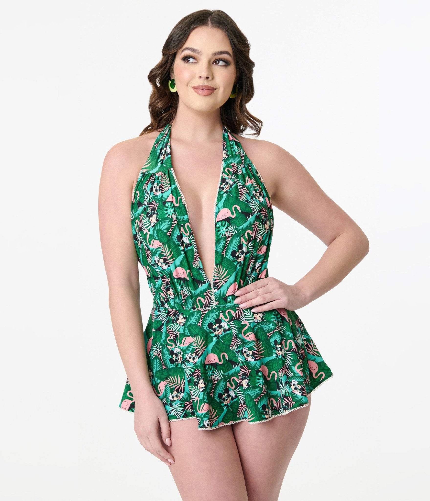 Disney Mickey & Friends by Unique Vintage Tropical Mickey Print Wendy Swimsuit - Unique Vintage - Womens, SWIM, TOP