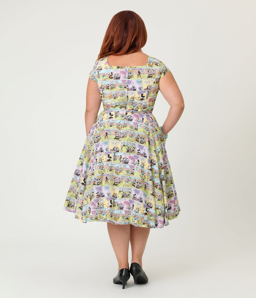 Disney Mickey & Friends Collection by Magnolia Place Plus Size Mickey Comics Swing Dress - Unique Vintage - Womens, DRESSES, SWING