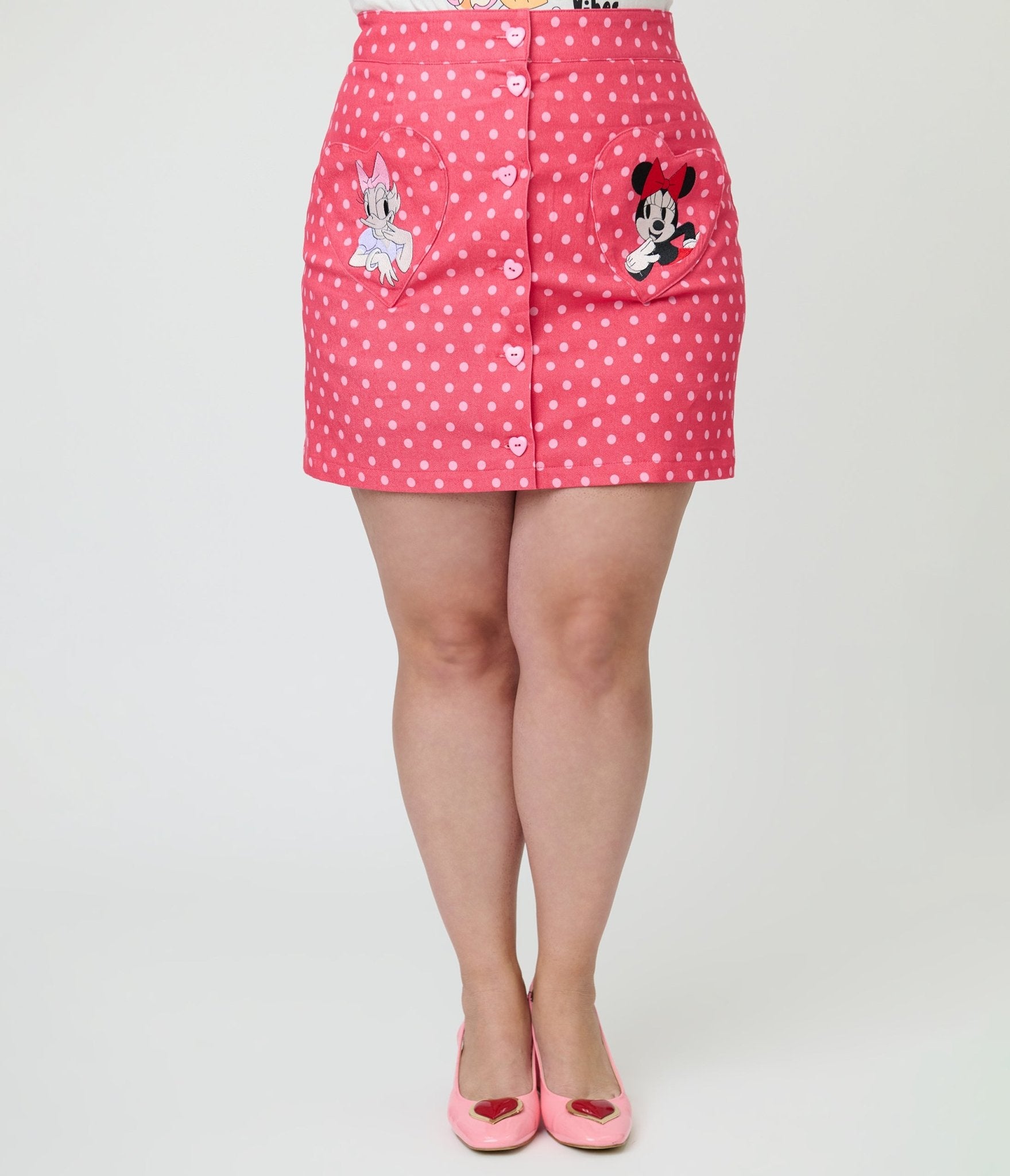 Disney Mickey & Friends Collection by Smak Parlour Plus Size Minnie & Daisy Galentines Mini Skirt - Unique Vintage - Womens, BOTTOMS, SKIRTS