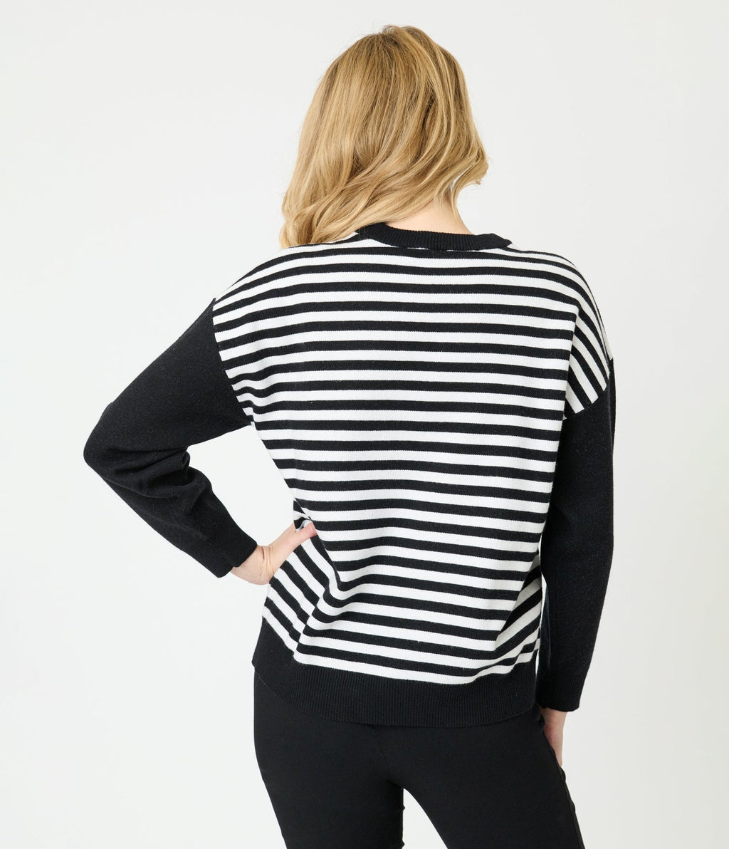 Disney Mickey & Friends Collection by Unique Vintage Black & White Stripe Mickey Sweater - Unique Vintage - Womens, TOPS, SWEATERS